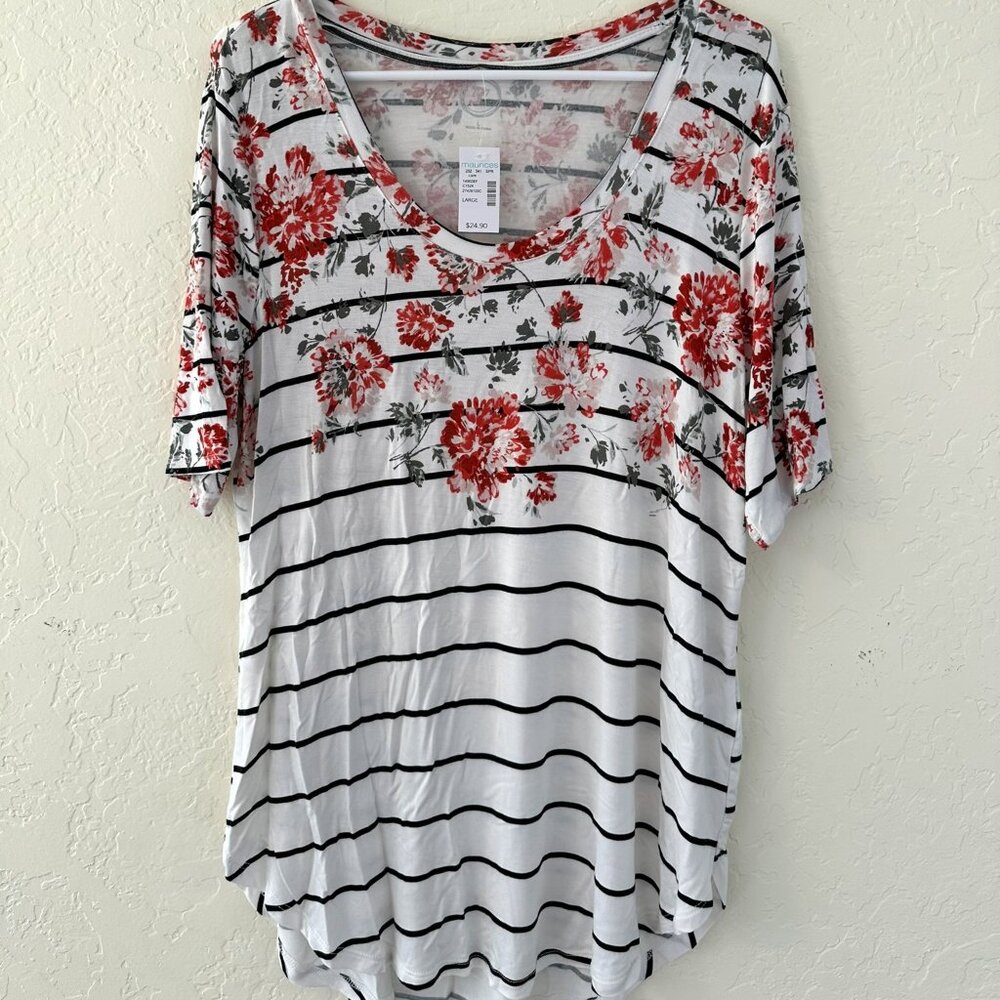 Maurices Striped Floral Tee
